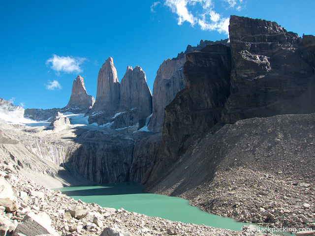 From left to right, the towers are: Torre Sur, Torre Central, and Torre Norte.