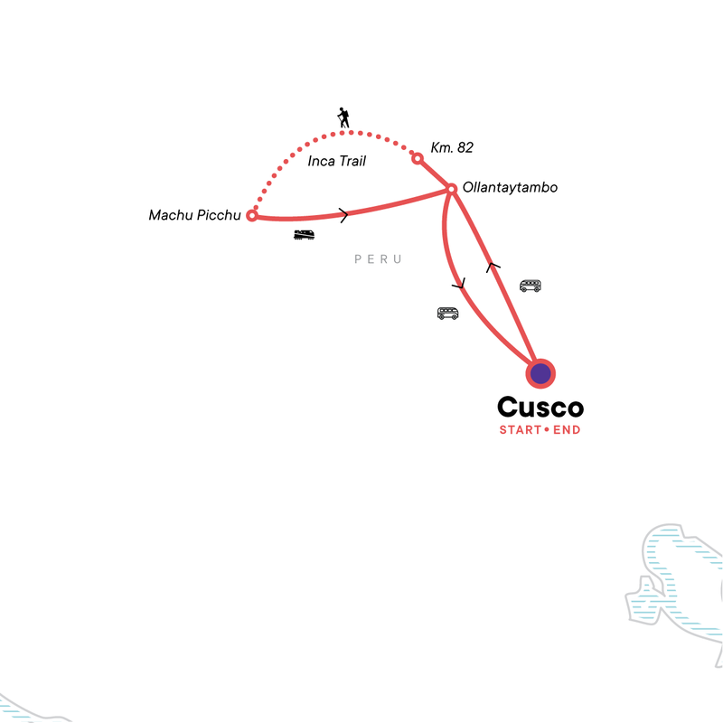 Map of the route for Trekking the Inca Trail: 5D/4N